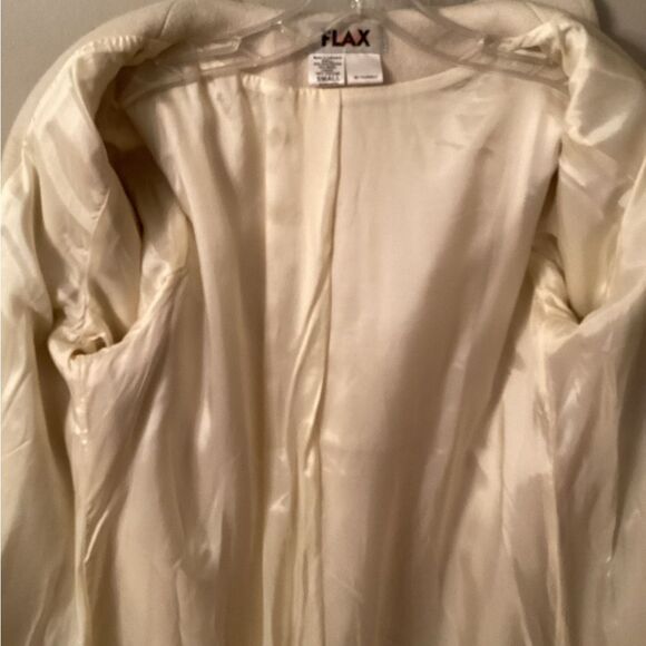 FLAX SIZE SMALL IVORY CREAM WOOL BLEND OVERSIZED LONG BUTTON FRONT PEA COAT - Picture 9 of 11